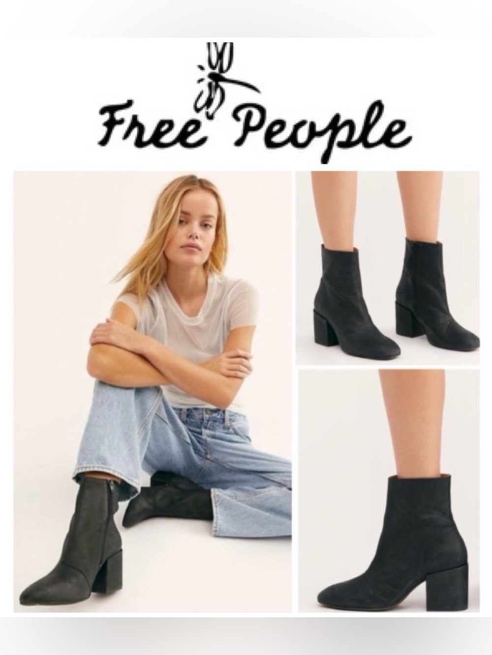 Free People Nicola High Ankle Bootie Leather Western Boho